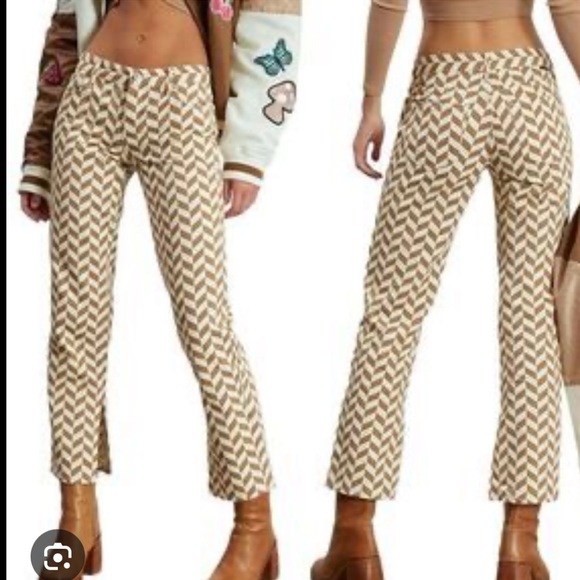 PacSun Tan and White Patterned Denim - funky pattern, straightleg with slit - 27 - Picture 2 of 9